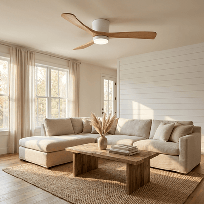 Scandinavian Wood Blade Ceiling Fan with LED Light - Arrielight