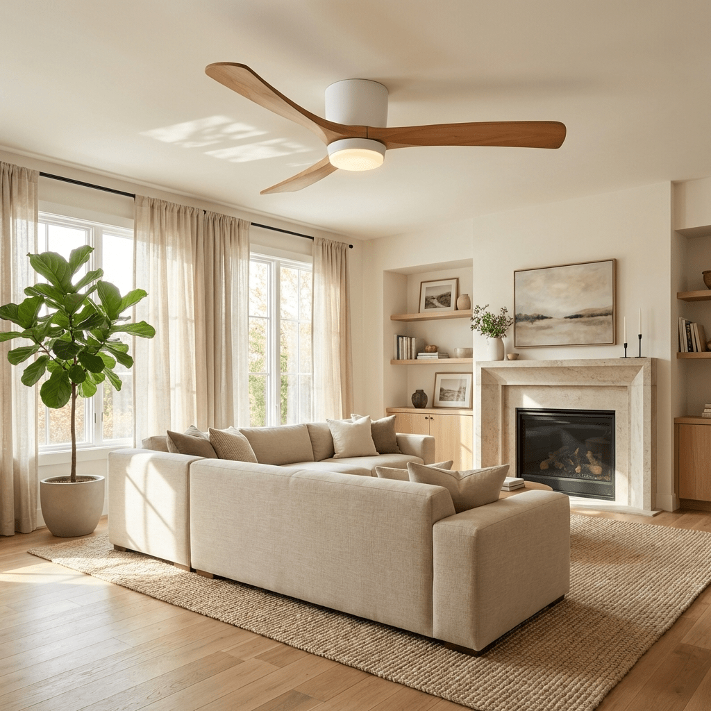Scandinavian Wood Blade Ceiling Fan with LED Light - Arrielight