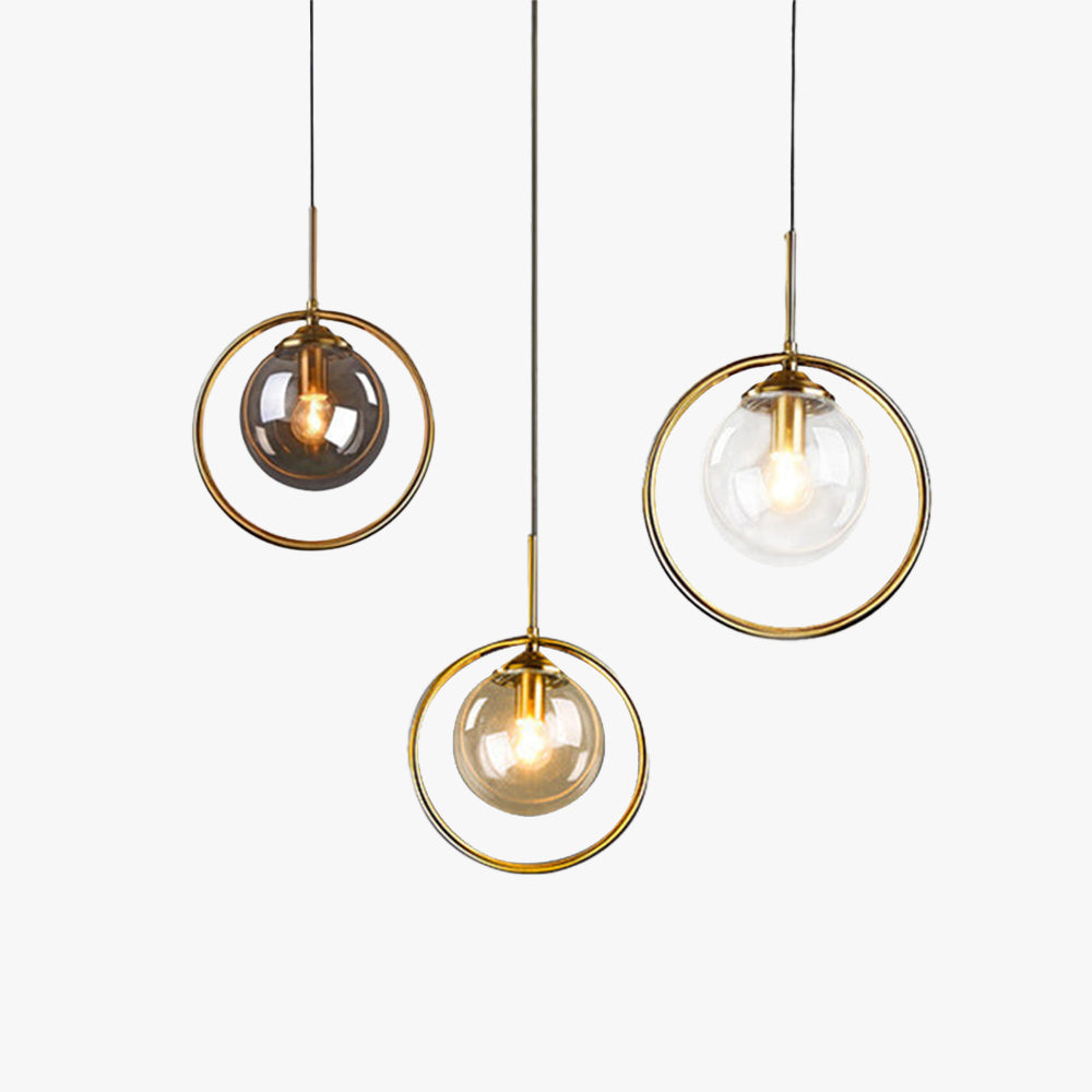 Glass Globe and Metal Ring Ceiling Pendant - Arrielight
