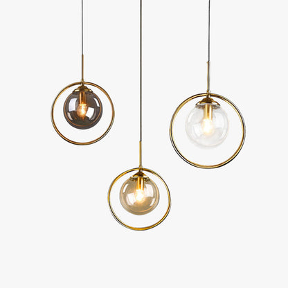 Glass Globe and Metal Ring Ceiling Pendant - Arrielight