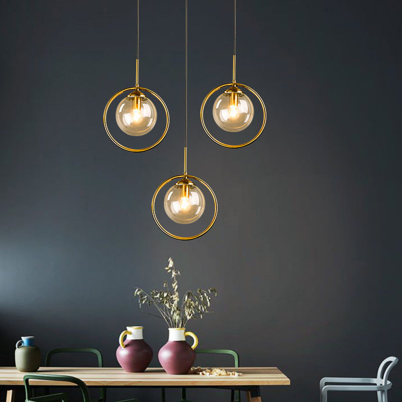 Glass Globe and Metal Ring Ceiling Pendant - Arrielight