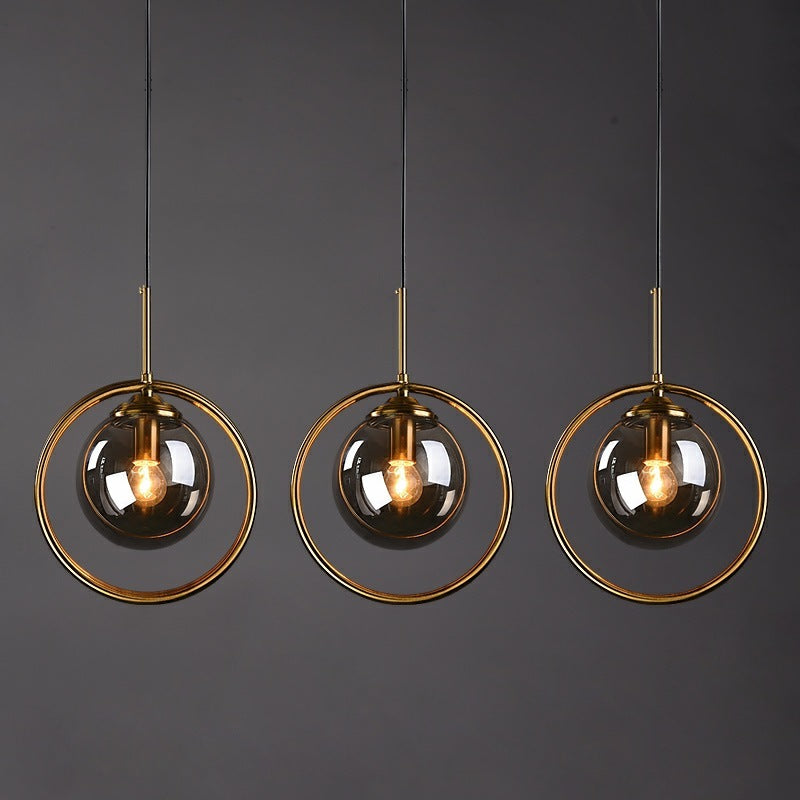Glass Globe and Metal Ring Ceiling Pendant - Arrielight