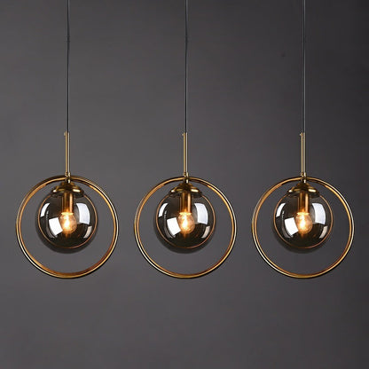 Glass Globe and Metal Ring Ceiling Pendant - Arrielight