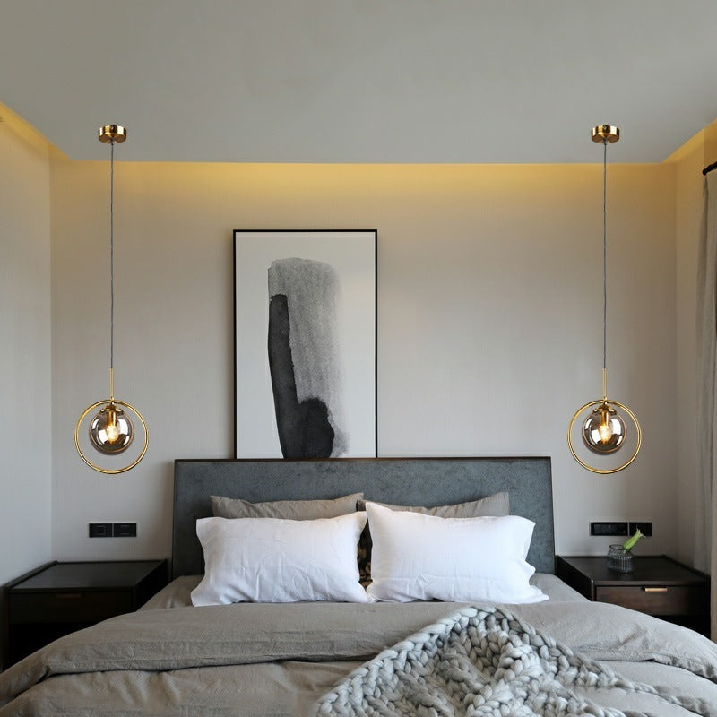 Glass Globe and Metal Ring Ceiling Pendant - Arrielight