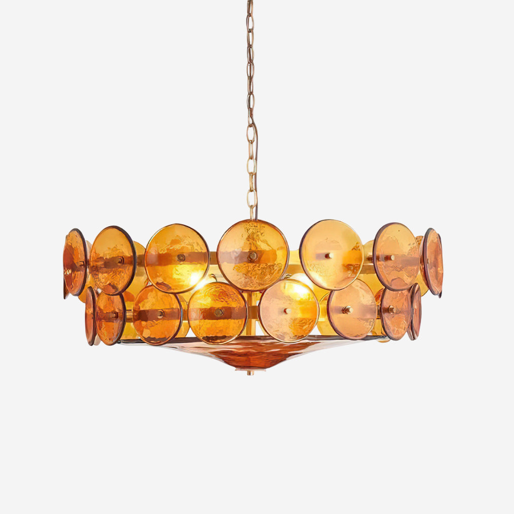 Textured Glass Disc Tiered Chandelier - Arrielight