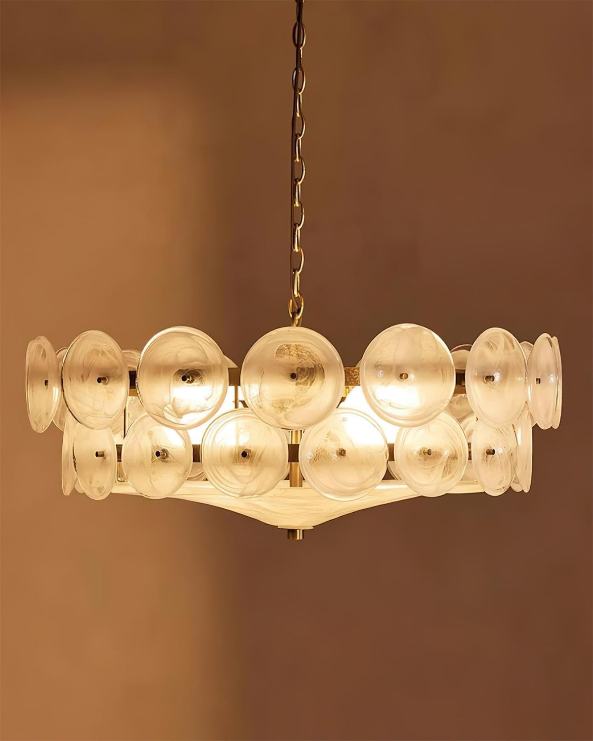 Textured Glass Disc Tiered Chandelier - Arrielight