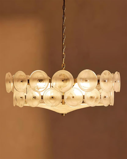 Textured Glass Disc Tiered Chandelier - Arrielight
