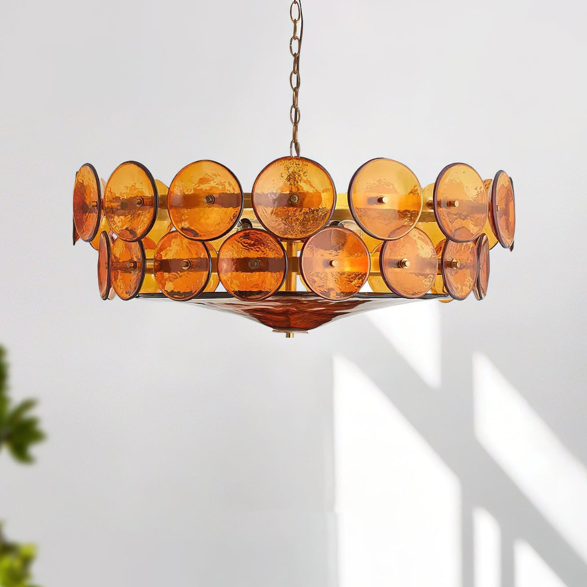 Textured Glass Disc Tiered Chandelier - Arrielight