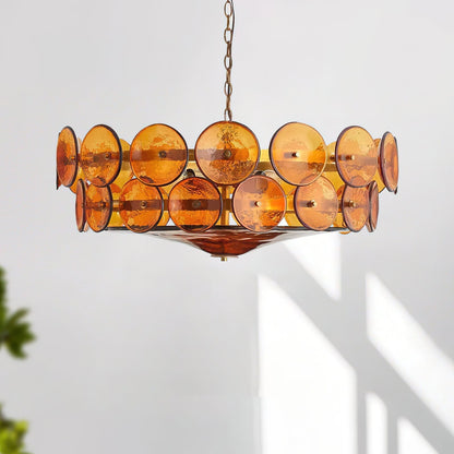 Textured Glass Disc Tiered Chandelier - Arrielight