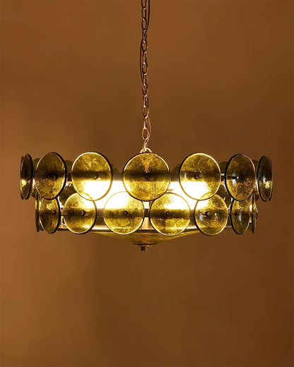 Textured Glass Disc Tiered Chandelier - Arrielight
