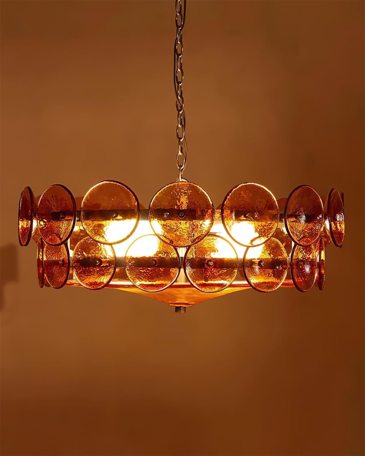 Textured Glass Disc Tiered Chandelier - Arrielight