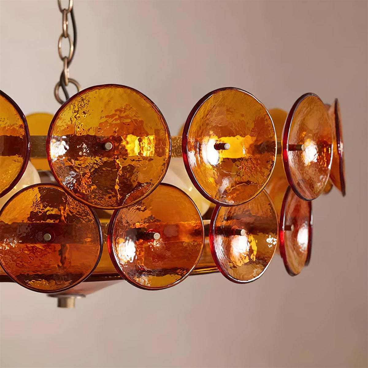 Textured Glass Disc Tiered Chandelier - Arrielight
