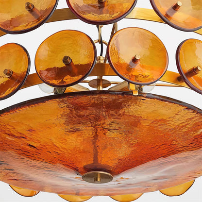 Textured Glass Disc Tiered Chandelier - Arrielight