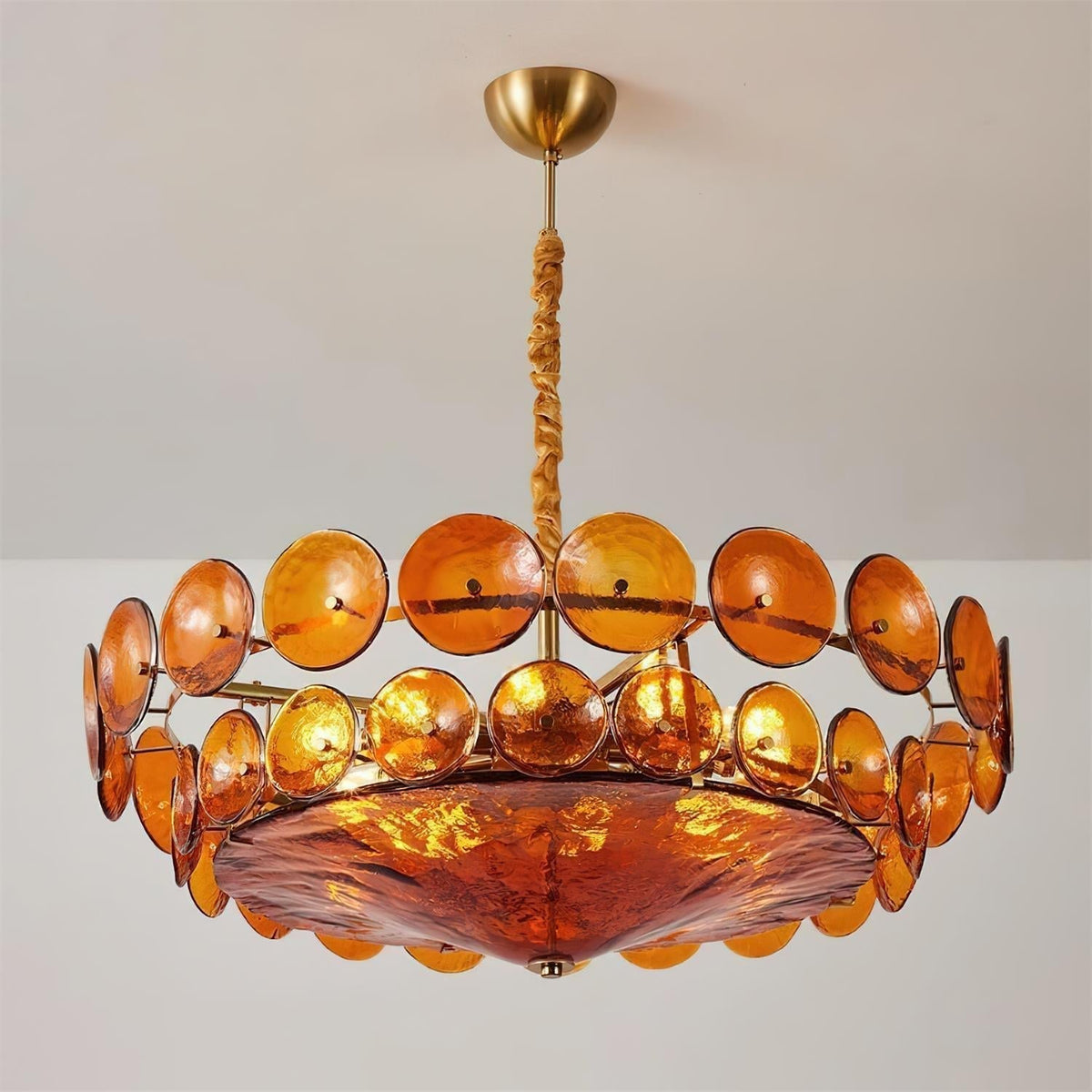 Textured Glass Disc Tiered Chandelier - Arrielight