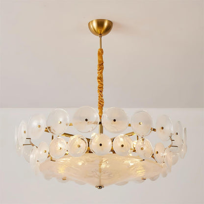 Textured Glass Disc Tiered Chandelier - Arrielight