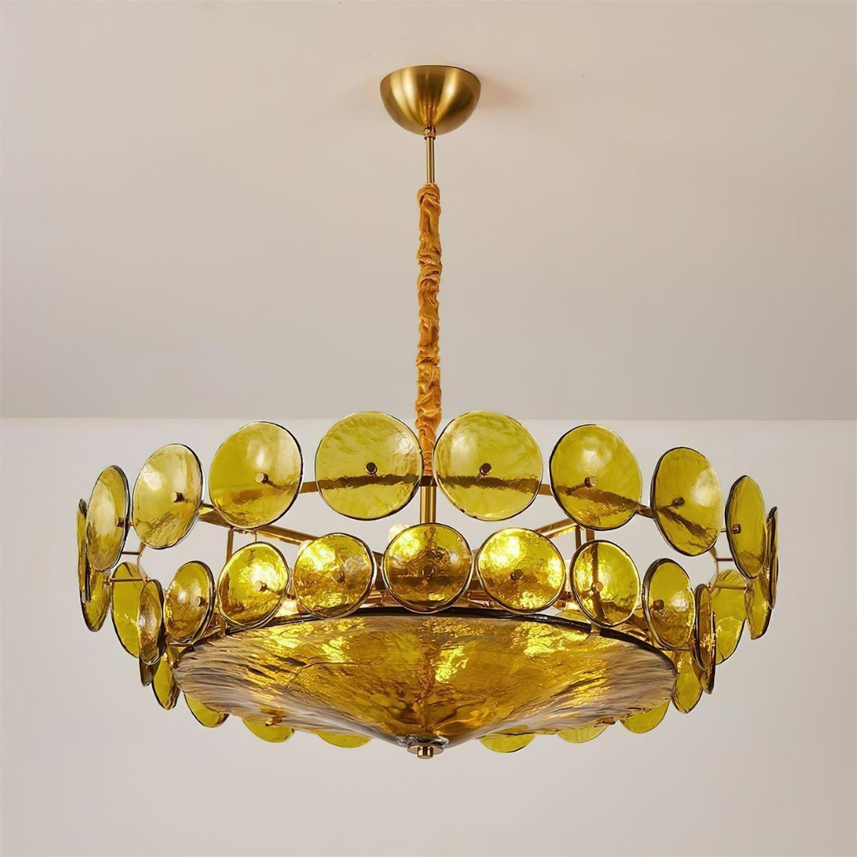 Textured Glass Disc Tiered Chandelier - Arrielight