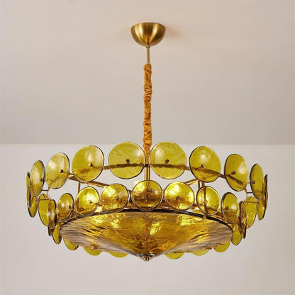 Textured Glass Disc Tiered Chandelier - Arrielight