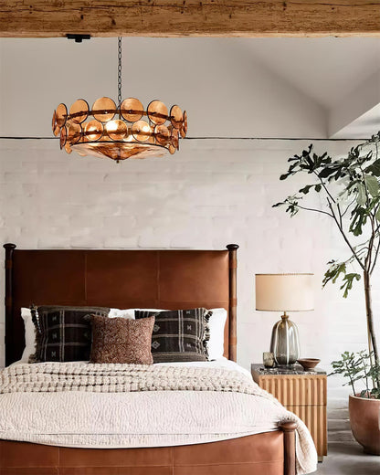 Textured Glass Disc Tiered Chandelier - Arrielight