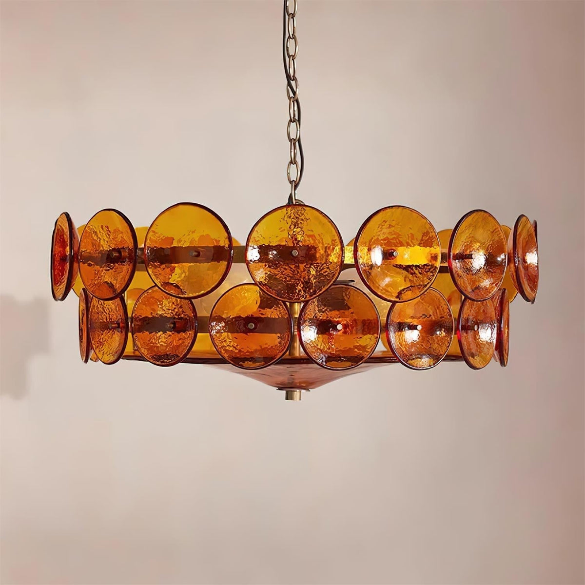 Textured Glass Disc Tiered Chandelier - Arrielight