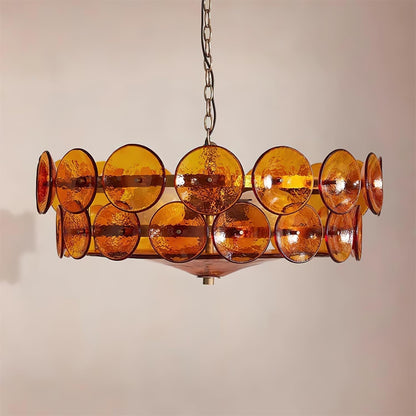 Textured Glass Disc Tiered Chandelier - Arrielight