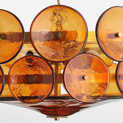 Textured Glass Disc Tiered Chandelier - Arrielight