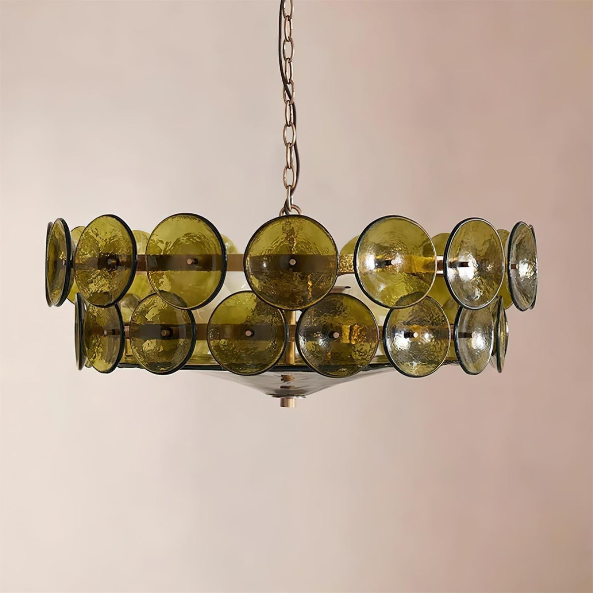 Textured Glass Disc Tiered Chandelier - Arrielight