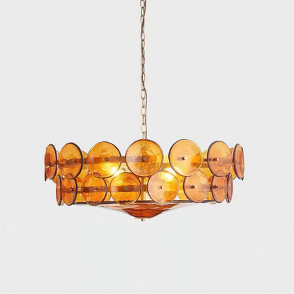 Textured Glass Disc Tiered Chandelier - Arrielight