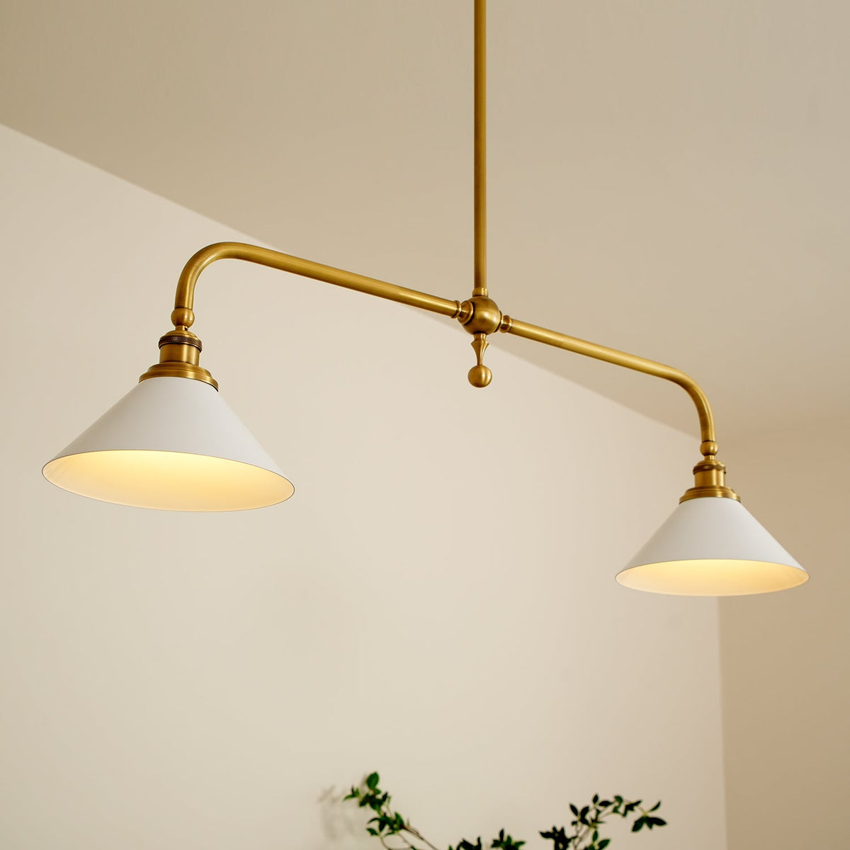 Twin Cone Shade Linear Ceiling Pendant Light - Arrielight