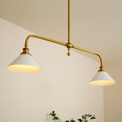 Twin Cone Shade Linear Ceiling Pendant Light - Arrielight