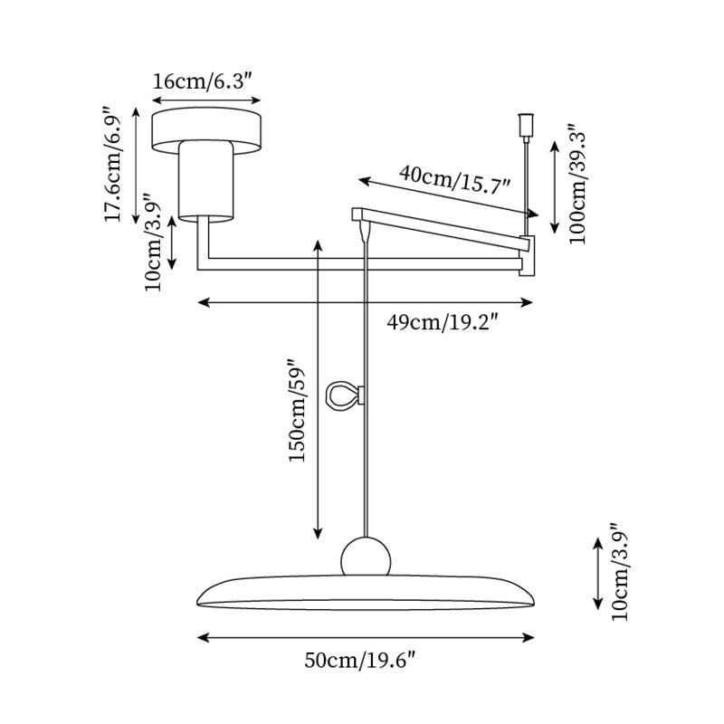Adjustable Swing Arm Disc Ceiling Pendant Light - Arrielight