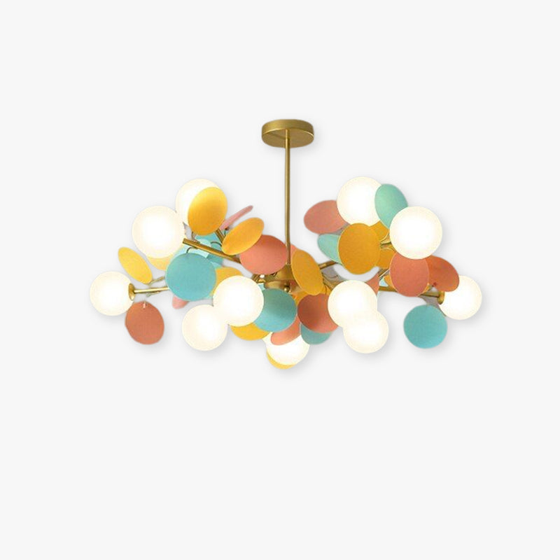 Leaf and Glass Globe Branching Ceiling Chandelier - Arrielight