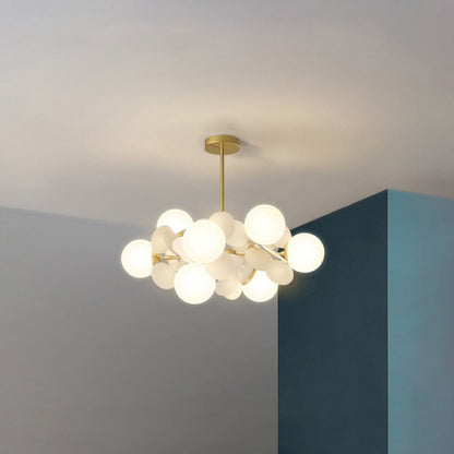 Leaf and Glass Globe Branching Ceiling Chandelier - Arrielight
