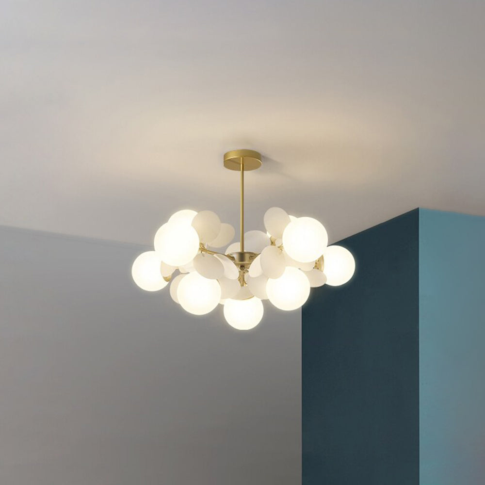 Leaf and Glass Globe Branching Ceiling Chandelier - Arrielight