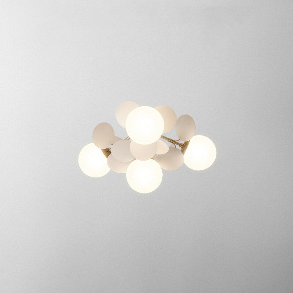 Leaf and Glass Globe Branching Ceiling Chandelier - Arrielight