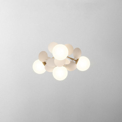 Leaf and Glass Globe Branching Ceiling Chandelier - Arrielight