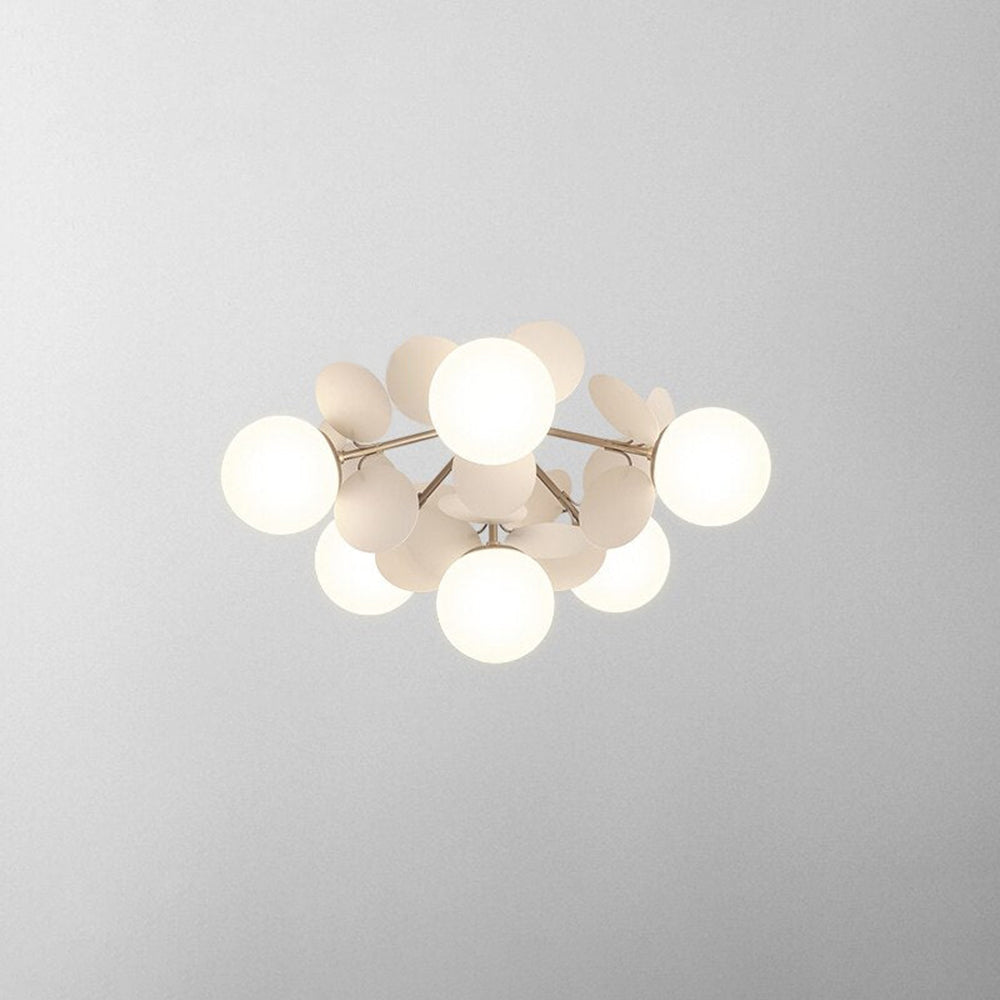 Leaf and Glass Globe Branching Ceiling Chandelier - Arrielight