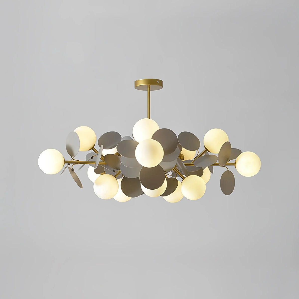 Leaf and Glass Globe Branching Ceiling Chandelier - Arrielight