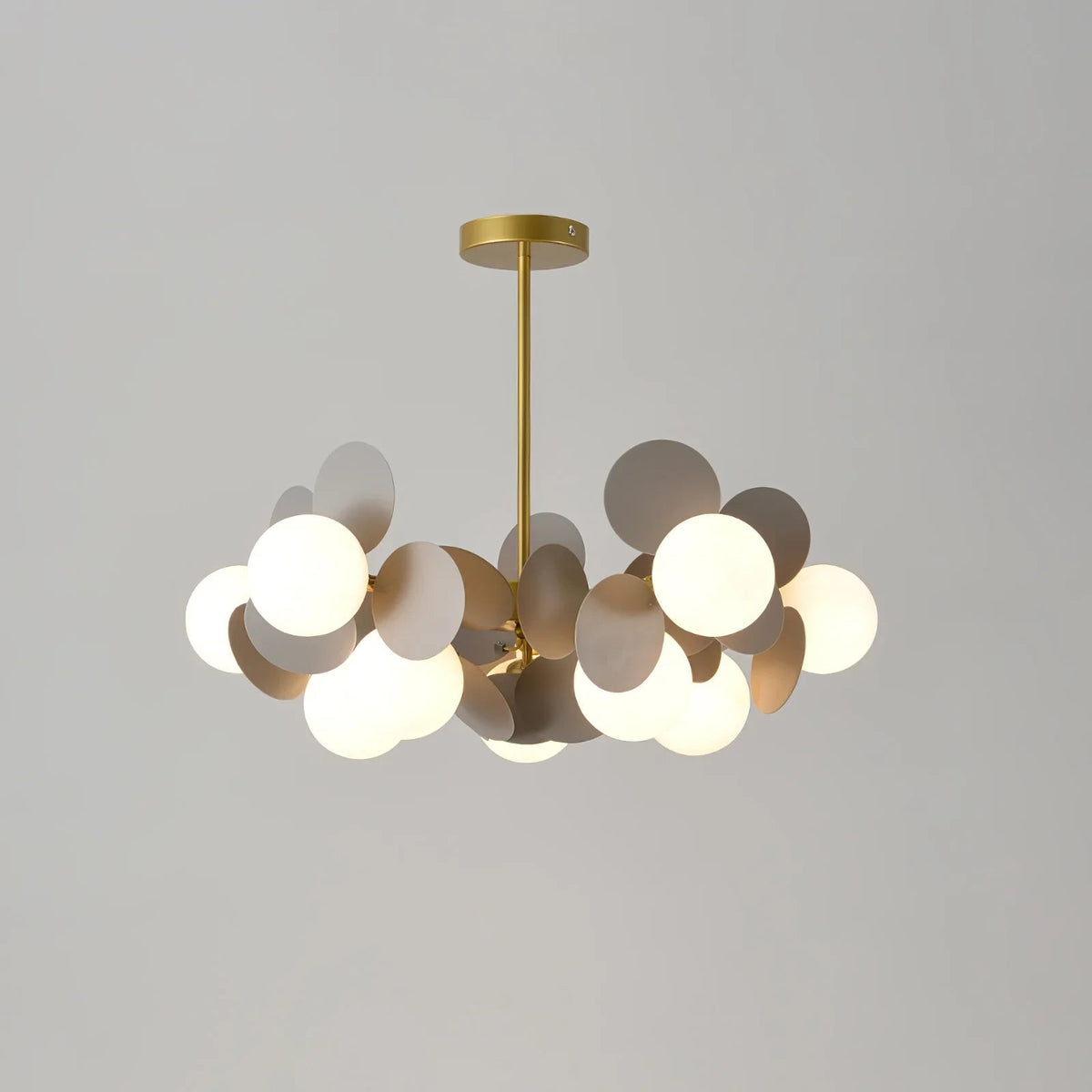 Leaf and Glass Globe Branching Ceiling Chandelier - Arrielight