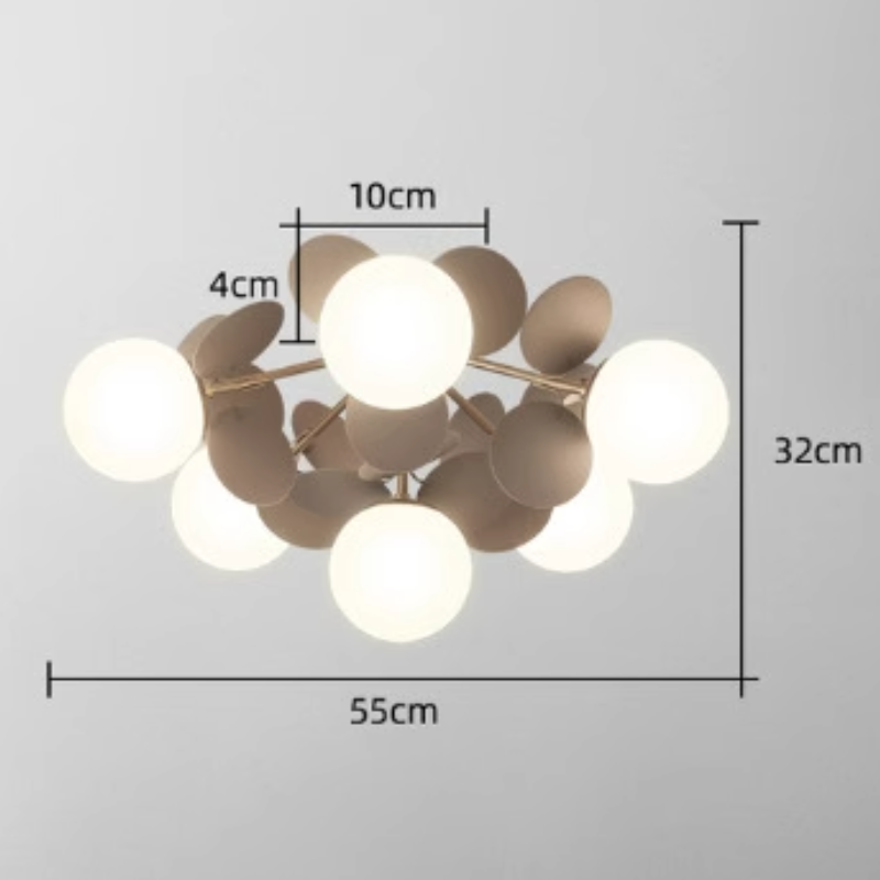 Leaf and Glass Globe Branching Ceiling Chandelier - Arrielight