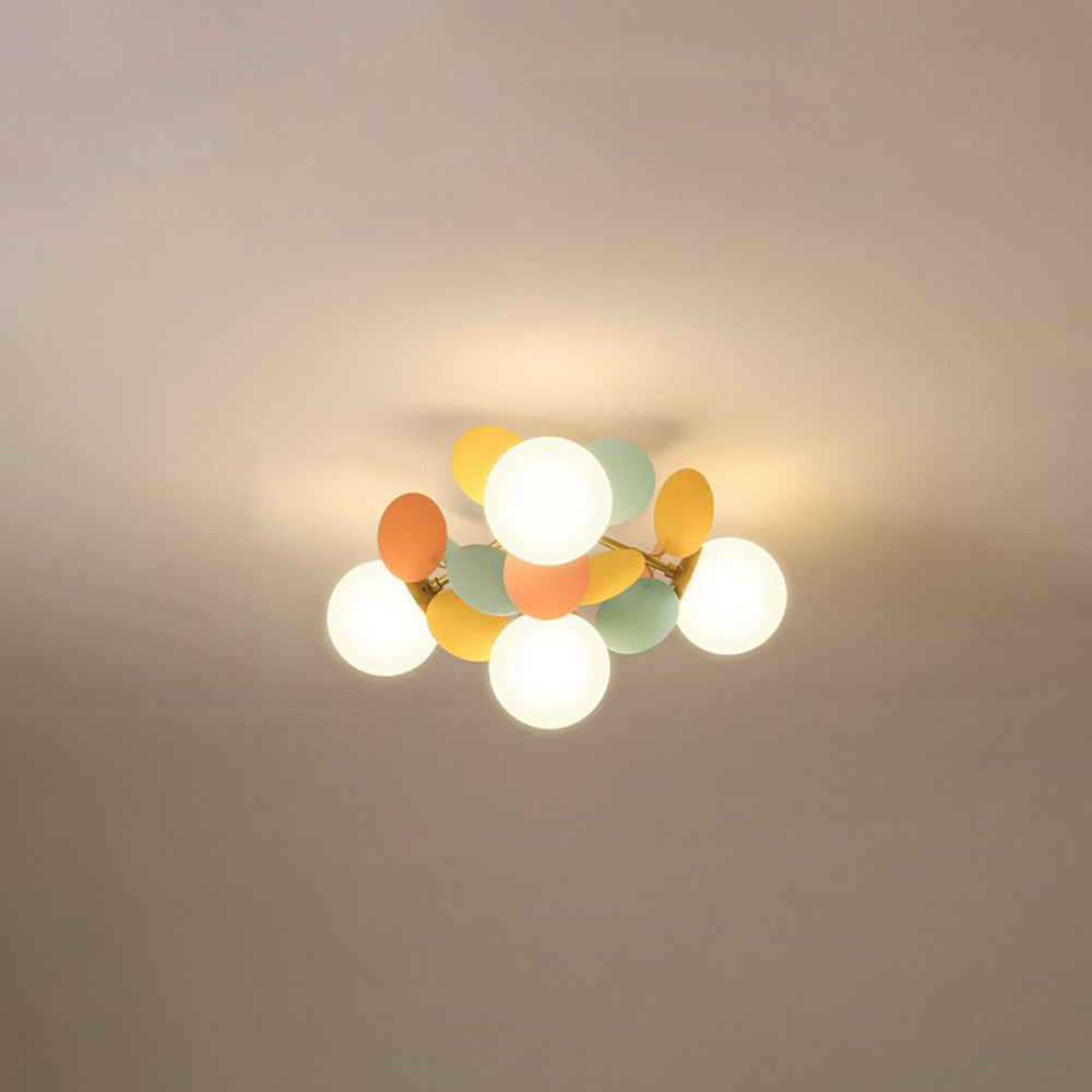 Leaf and Glass Globe Branching Ceiling Chandelier - Arrielight