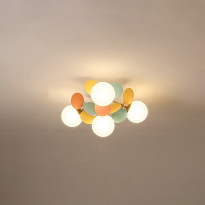 Leaf and Glass Globe Branching Ceiling Chandelier - Arrielight