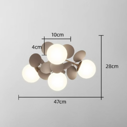 Leaf and Glass Globe Branching Ceiling Chandelier - Arrielight