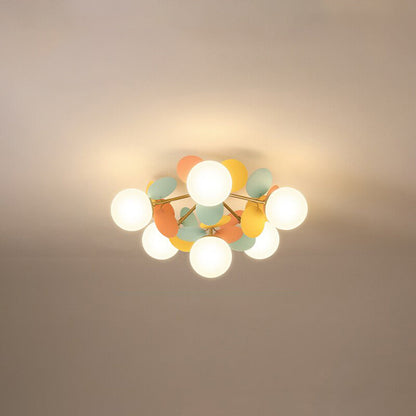 Leaf and Glass Globe Branching Ceiling Chandelier - Arrielight