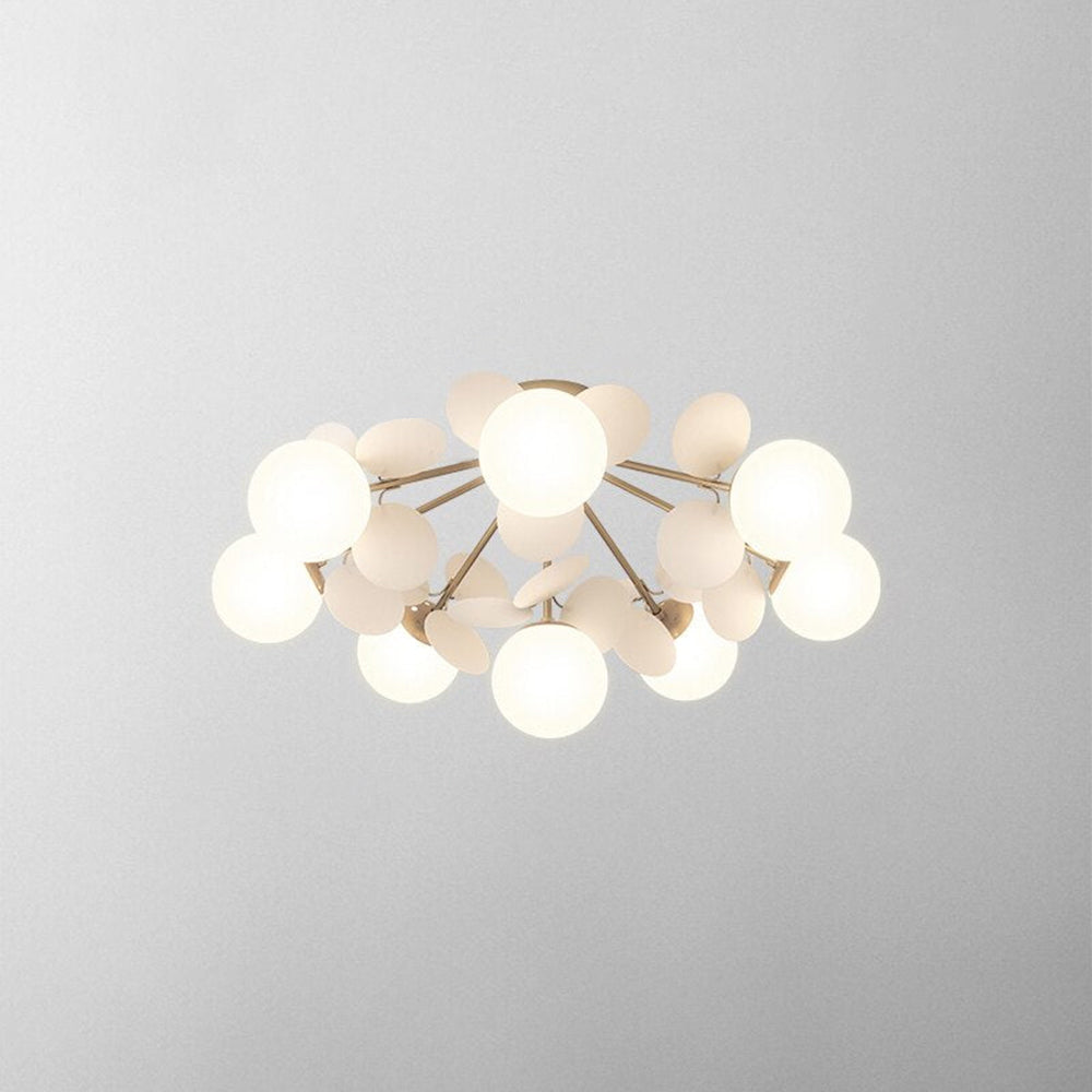 Leaf and Glass Globe Branching Ceiling Chandelier - Arrielight