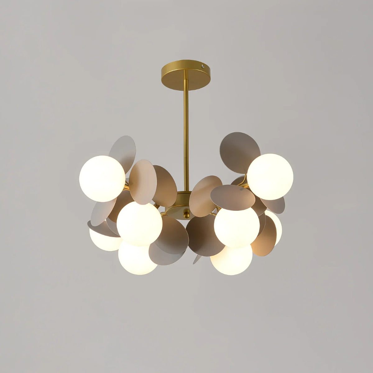 Leaf and Glass Globe Branching Ceiling Chandelier - Arrielight