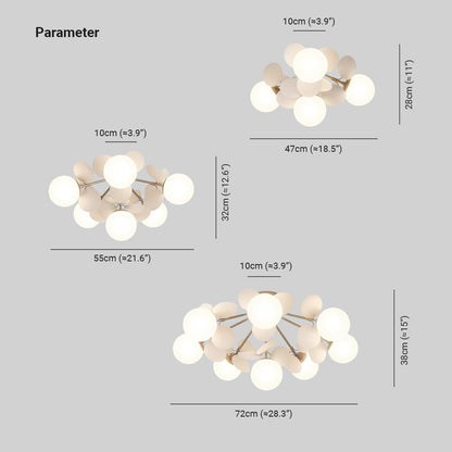 Leaf and Glass Globe Branching Ceiling Chandelier - Arrielight