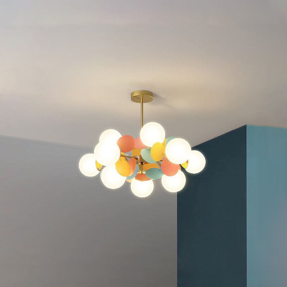 Leaf and Glass Globe Branching Ceiling Chandelier - Arrielight