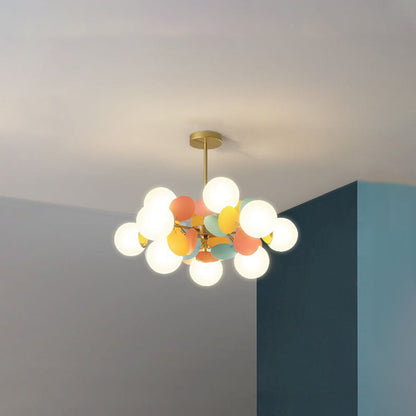 Leaf and Glass Globe Branching Ceiling Chandelier - Arrielight
