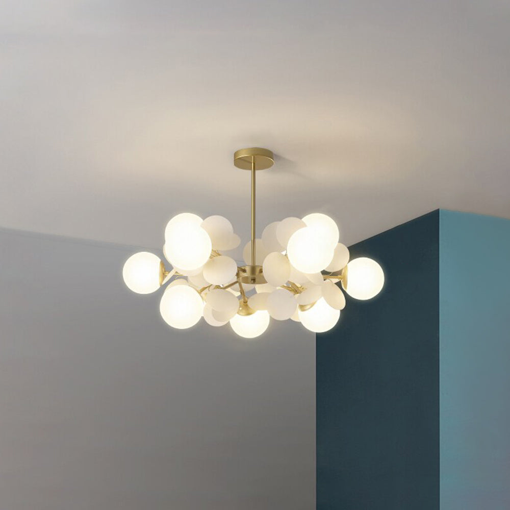 Leaf and Glass Globe Branching Ceiling Chandelier - Arrielight