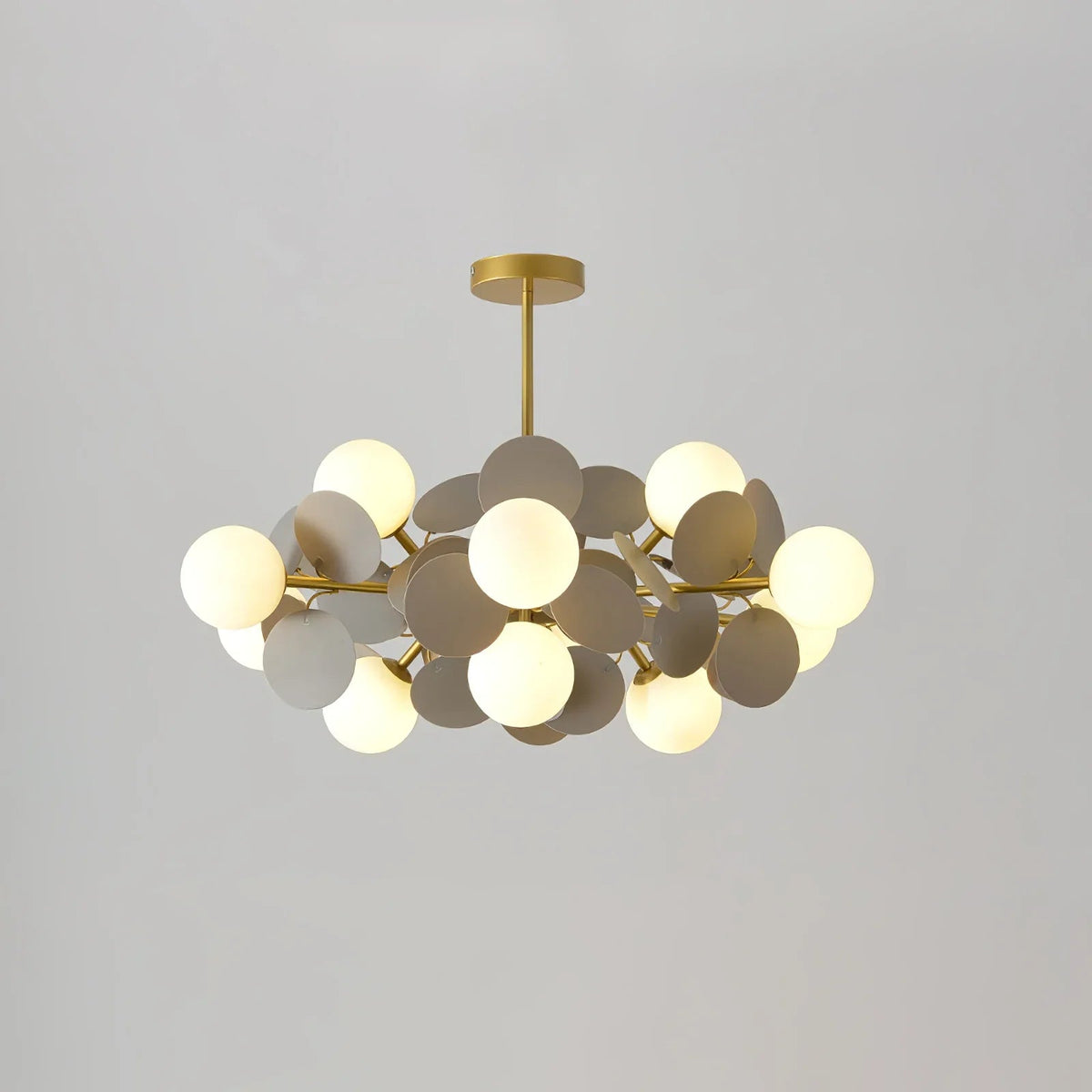Leaf and Glass Globe Branching Ceiling Chandelier - Arrielight